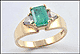 Natural Emerald and Cubic Zirconia Ring in 14K Yellow Gold THUMBNAIL