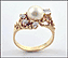 Nugget Style Pearl and Diamond Ring in Yellow Gold THUMBNAIL
