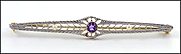 Bar Pin with Amethyst and Pearl in 14K Two-Tone Gold THUMBNAIL