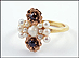 Seed Pearls and Red Stone Ring in 14K Yellow Gold THUMBNAIL