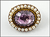 Foilback Amethyst and Pearl Pin in Yellow Gold THUMBNAIL