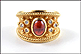 Cabochon Garnet Cigar Band Ring in 14K Yellow Gold THUMBNAIL