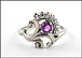 Ruby and Diamond Cluster Ring in 14K White Gold THUMBNAIL