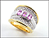 Pink Sapphire and Diamond Band in 18K Yellow Gold THUMBNAIL