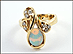Opal and Diamond Cluster Ring in Yellow Gold THUMBNAIL