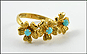 Floral Design with Turquoise Accents Ring in 18K Yellow Gold THUMBNAIL