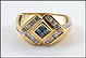 White and Green Diamond Cluster Ring in 14K Yellow Gold THUMBNAIL
