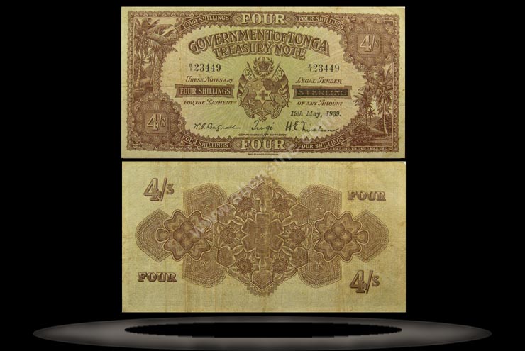 Tonga Banknote, 4 Shillings, 19.5.1939, P#5b MAIN
