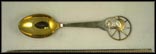 Julen 1942, Enameled Mother and Child, Cut Out Sun Souvenir Spoon THUMBNAIL