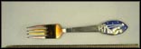 Julen 1935, Enameled Shepherd with Lamb Looking at Star Fork Souvenir Spoon THUMBNAIL