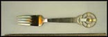 Jul 1936, Enameled Cut Out Candle Fork Souvenir Spoon THUMBNAIL