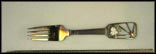 Julen 1938, Cut Out Enameled Snow Berries and Star Fork Souvenir Spoon THUMBNAIL
