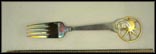 Julen 1942, Enameled Mother and Child, Cut Out Sun Fork Souvenir Spoon THUMBNAIL