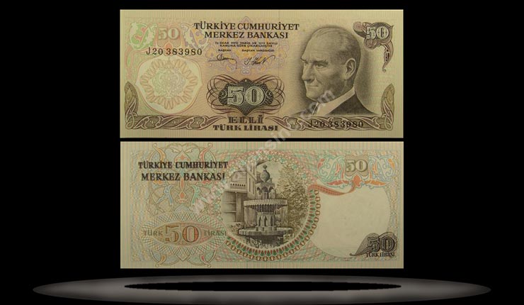 Turkey Banknote, 50 Lira, L.1970 (1976), P#188 MAIN