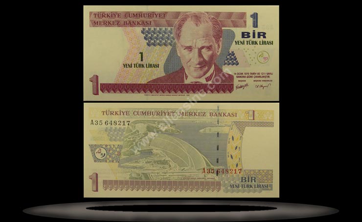 Turkey Banknote, 1 Lira, 2005, P#216 MAIN