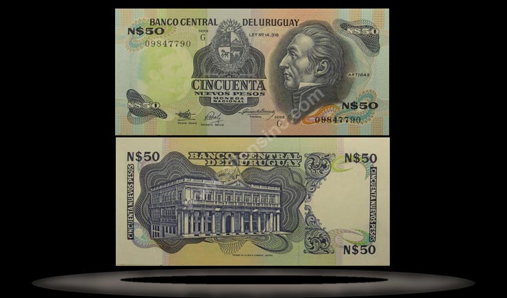 Uruguay Banknote, 50 Nuevos Pesos, ND (1989), P#61A MAIN
