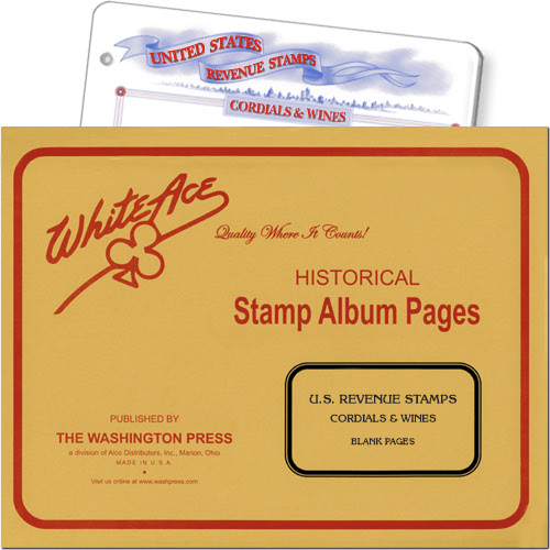 White Ace Blank Pages - U.S. Revenue Stamps, Cordials & Wines, Blank Pages, Pack of 10 MAIN