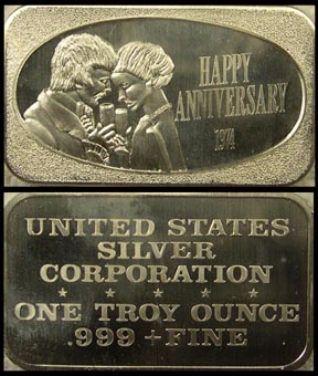 Happy Anniversary 1974' Art Bar by United States Silver Corp.. MAIN