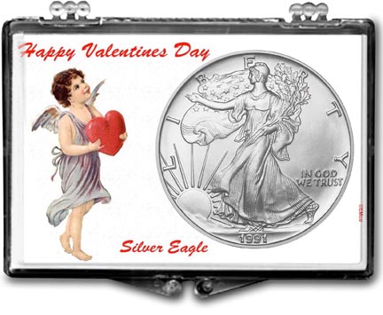 1991 Valentines Day American Silver Eagle Gift Display MAIN