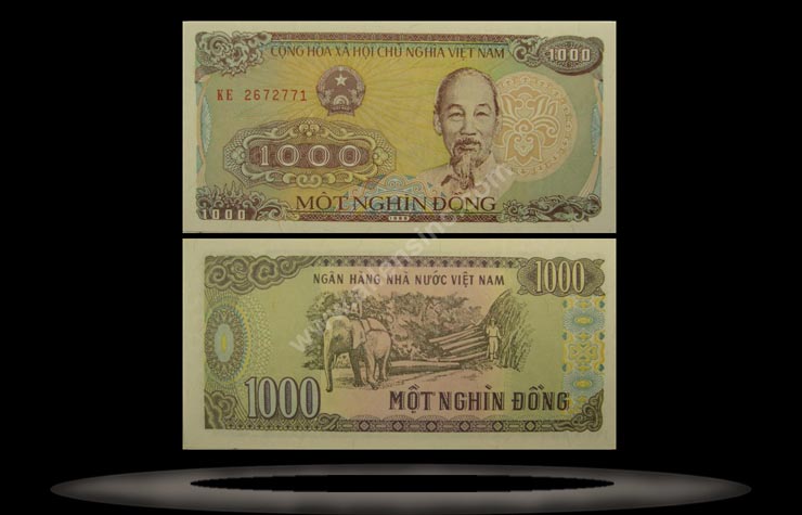 Democratic Republic of Vietnam Banknote, 1000 Dong, 1988, P#106a MAIN