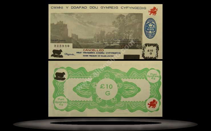 Welsh Black Sheep Company, Wales Banknote, 10 Pounds, 9.10.1969, P#106 MAIN