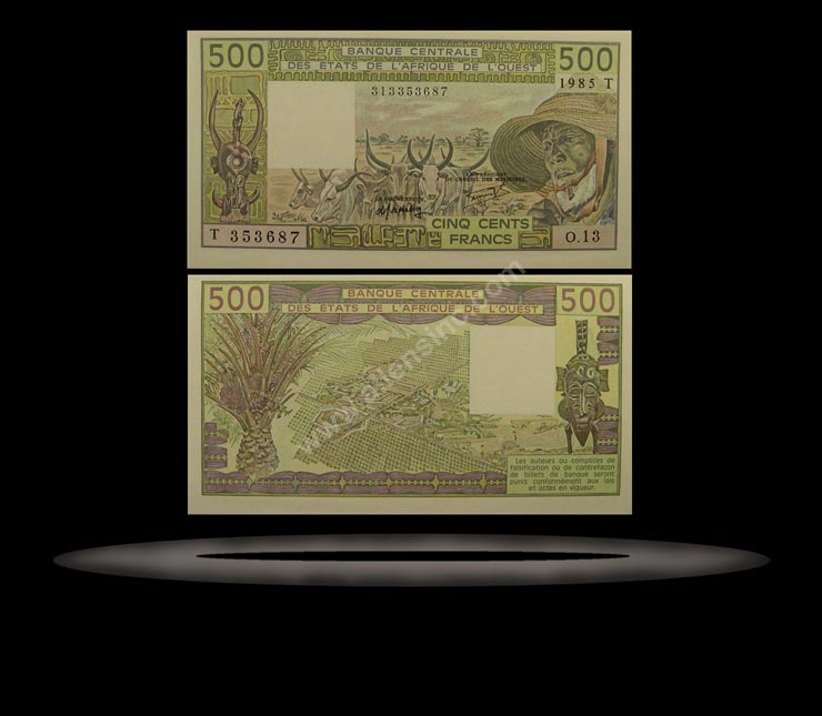 Togo, West African States Banknote, 500 Francs, 1985, P#806Th MAIN