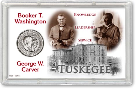Booker T. Washington and George Washington Carver Commemorative Half Dollar Display LARGE