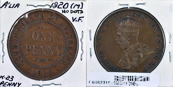 Australia, 1920 (m) 1 Penny, Cat# 23 MAIN
