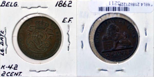 Belgium, 1862 2 Centimes, Cat# 4.2 MAIN