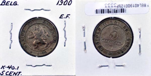 Belgium, 1900 5 Centimes, Cat# 40 MAIN