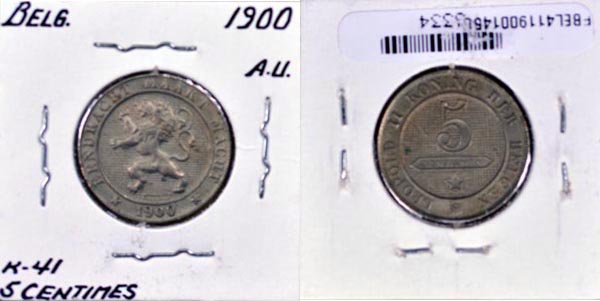 Belgium, 1900 5 Centimes, Cat# 41 MAIN