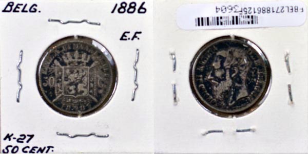 Belgium, 1886 50 Centimes, Cat# 27 MAIN