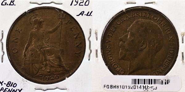 Great Britain, 1920 1 Penny, Cat# 810 MAIN