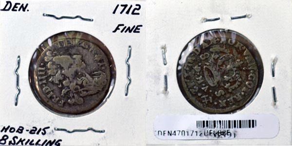 Denmark, 1712 UD 8 Skilling, Cat# 470 MAIN