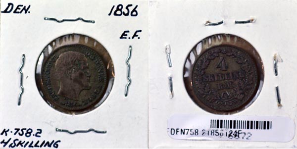 Denmark, 1856 VS 4 Skilling Rigsmont, Cat# 758.2 MAIN