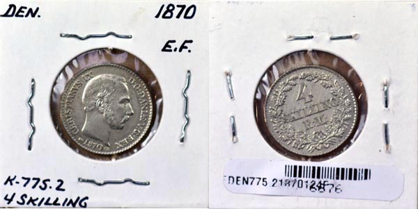 Denmark, 1870 (c)CS 4 Skilling Rigsmont, Cat# 775.2 MAIN