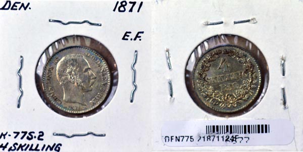Denmark, 1871 (c)CS 4 Skilling Rigsmont, Cat# 775.2 MAIN