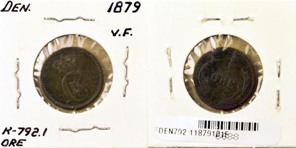 Denmark, 1879 (h)CS 1 Ore, Cat# 792.1 MAIN