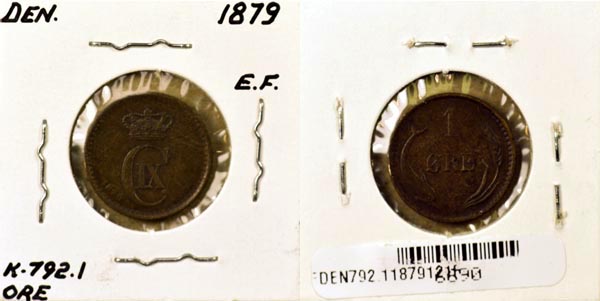 Denmark, 1879 (h)CS 1 Ore, Cat# 792.1 MAIN