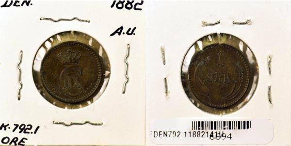 Denmark, 1882 (h)CS 1 Ore, Cat# 792.1 MAIN