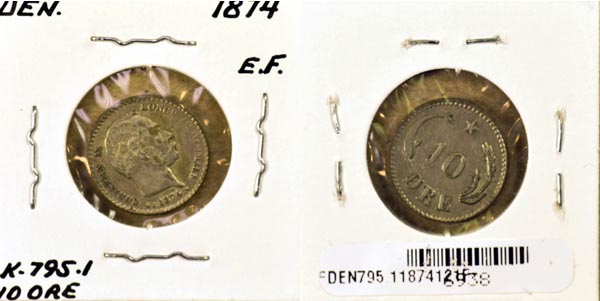 Denmark, 1874 (h)CS 10 Ore, Cat# 795.1 MAIN