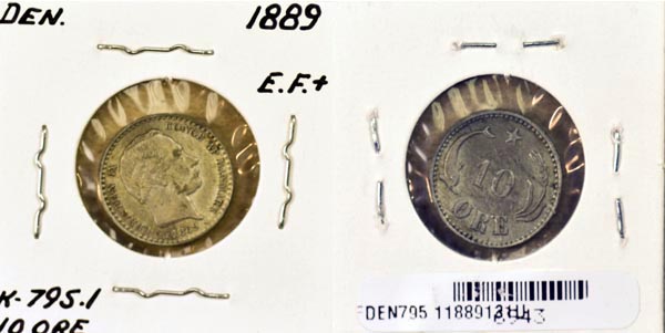 Denmark, 1889 (h)CS 10 Ore, Cat# 795.1 MAIN