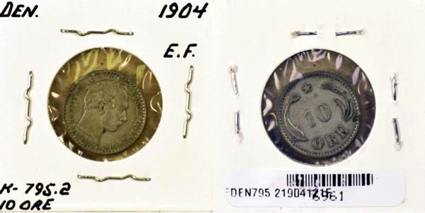 Denmark, 1904 (h)VBP 10 Ore, Cat# 795.2 MAIN