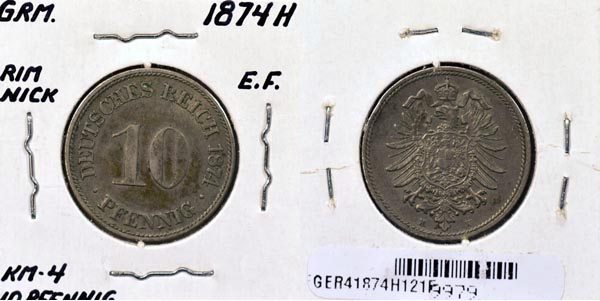 Germany, 1874 H 10 Pfennig, Cat# 4 MAIN