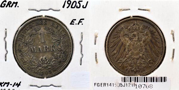 Germany, 1905 J 1 Mark, Cat# 14 MAIN