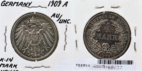 Germany, 1909 A 1 Mark, Cat# 14 MAIN