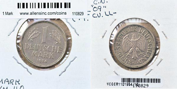 Germany, 1954 J 1 Mark, Cat# 110 MAIN