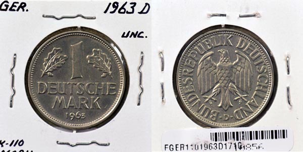 Germany, 1963 D 1 Mark, Cat# 110 MAIN