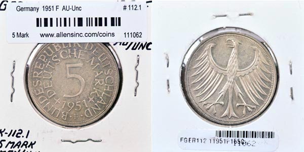 Germany, 1951 F 5 Mark, Cat# 112.1 MAIN