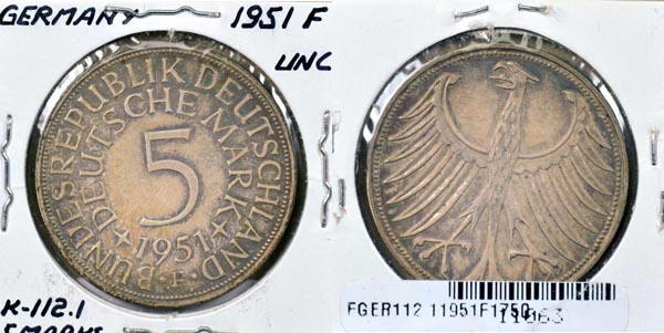 Germany, 1951 F 5 Mark, Cat# 112.1 MAIN